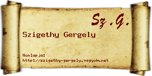 Szigethy Gergely névjegykártya
